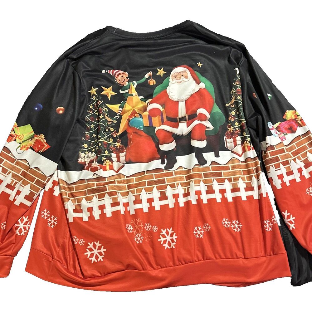 Men's Pullover/Christmas 3X Santa Claus Elves North Pole Holidays Brand New